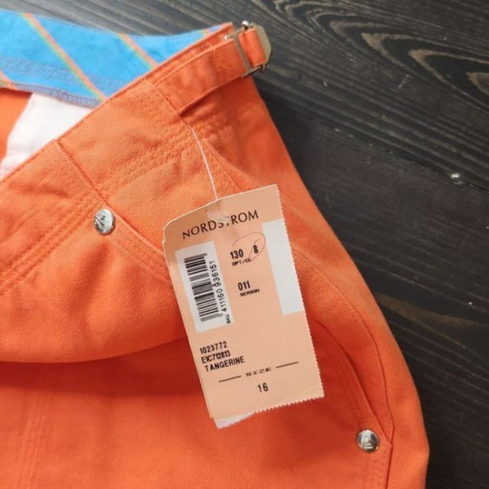 Lauren Ralph Lauren Womans NWT Twill Shorts 16 Tangerine Cotton Cinch Waist - Picture 12 of 13
